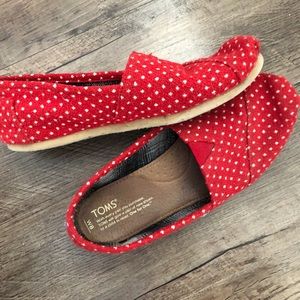 Red Polka Dot Toms size 8